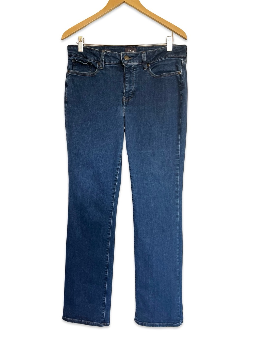 NYDJ Marilyn Straight Jeans Size 12 Stretchy denim Minimalist Comfort Slimming - Picture 2 of 8